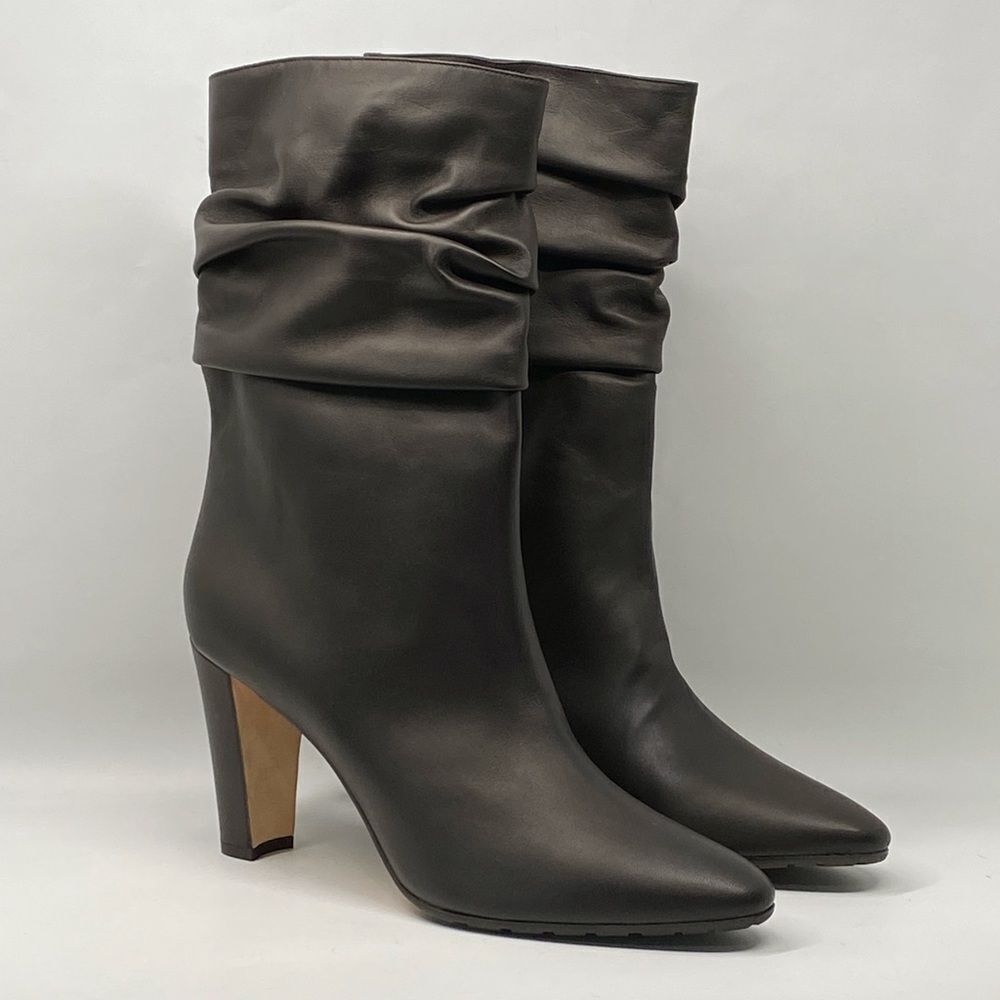 Manolo Blahnik Calasso 90MM Ruched Leather Boots size 42